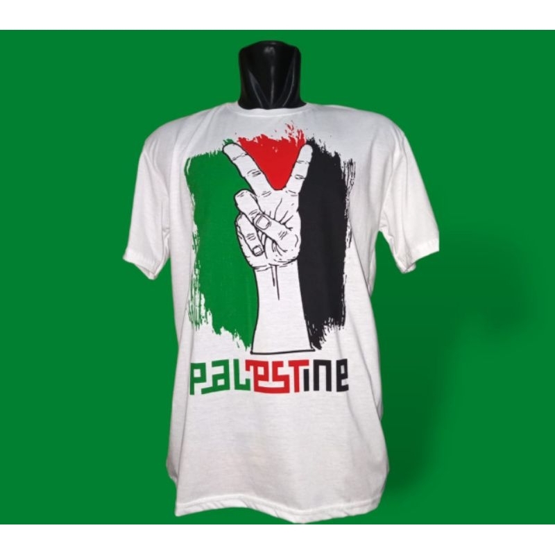 Kaos Palestina Putih / Baju Kaos Distro Pria Lengan Pendek Free Palestina Dewasa