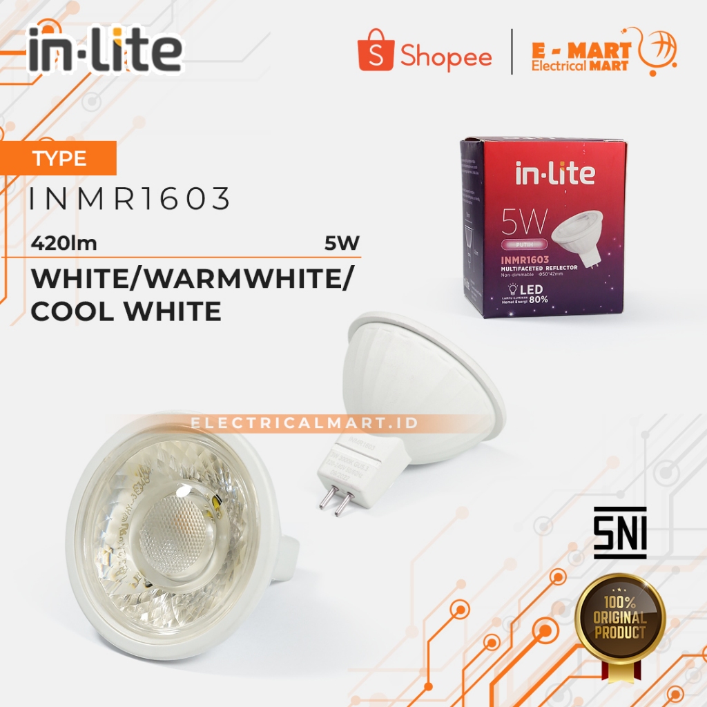 INLITE LED Spot MR16 5 Watt Lampu Sorot 5W 5Watt in-Lite MR-16