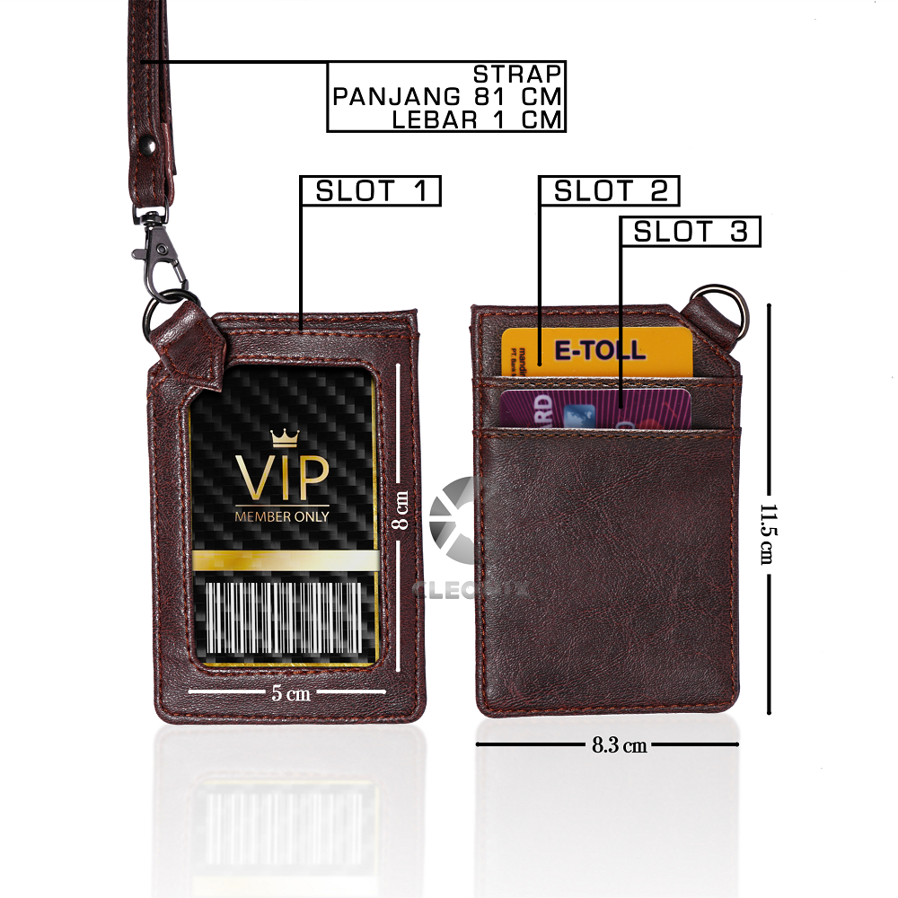 

ID Card Jyrad Holder - Name Tag Holder Memiliki 3 Slot Kartu Bahan PU Leather Premium Tersedia 2 Warna Coklat dan Hitam
