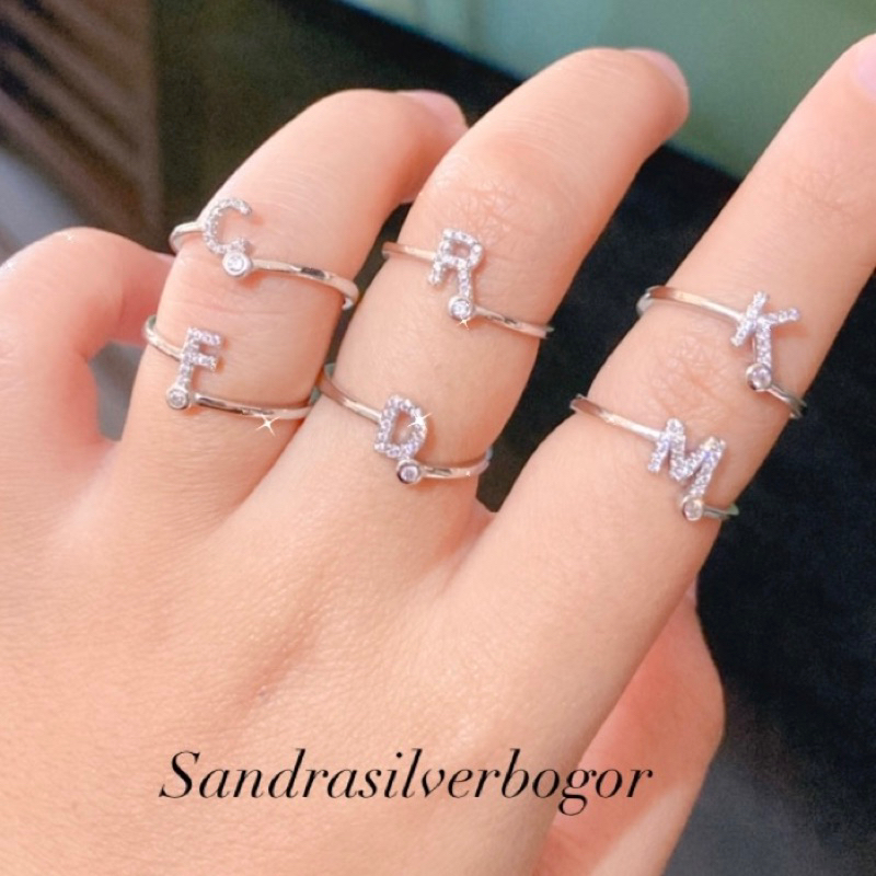 Cincin huruf perak 925 lapis emas putih-Silver 925 ring