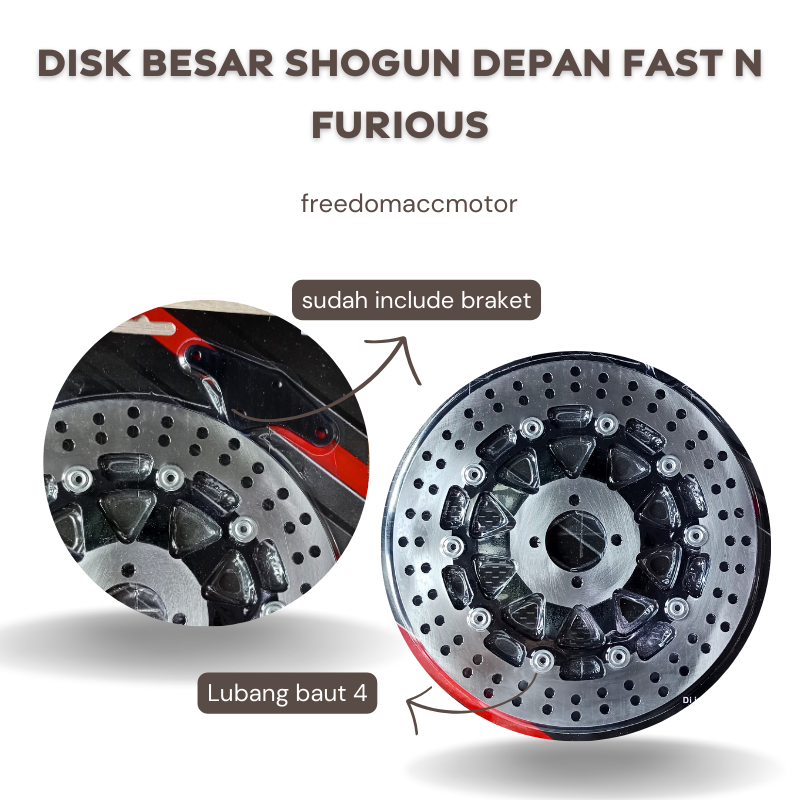 DISK PIRINGAN LEBAR 300 MM SUZUKI SHOGUN 110, SATRIA FU, SATRIA LUMBA, SATRIA 2 TAK PLUS BREKET JUMB