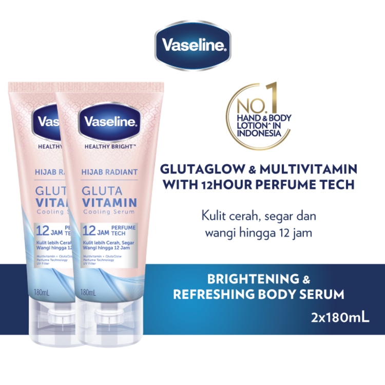 VASELINE HIJAB RADIANT GLUTA VITAMIN COOLING SERUM WITH 12HOUR 180ML x2