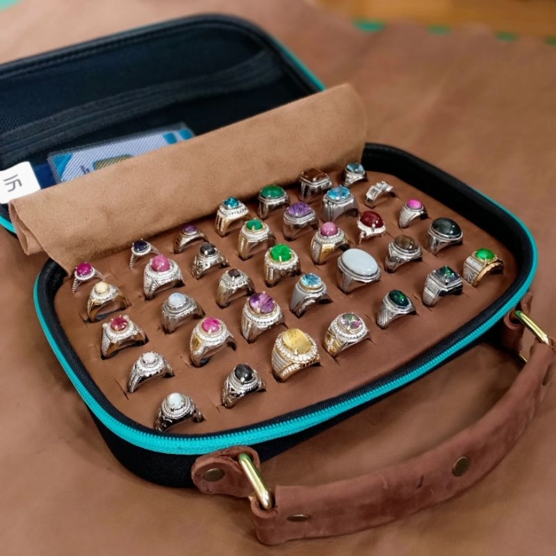 Tas Koper Cincin // akik // Batu permata // kulit Asli // termurah