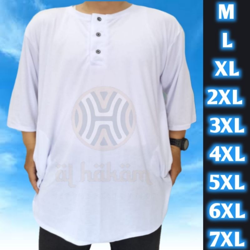 Baju Koko Kurta Alhakam Jumbo Kaos Kurta Oversize Pria Putih Ukuran M L XL XXL XXXL 4XL 5XL 6XL 7XL