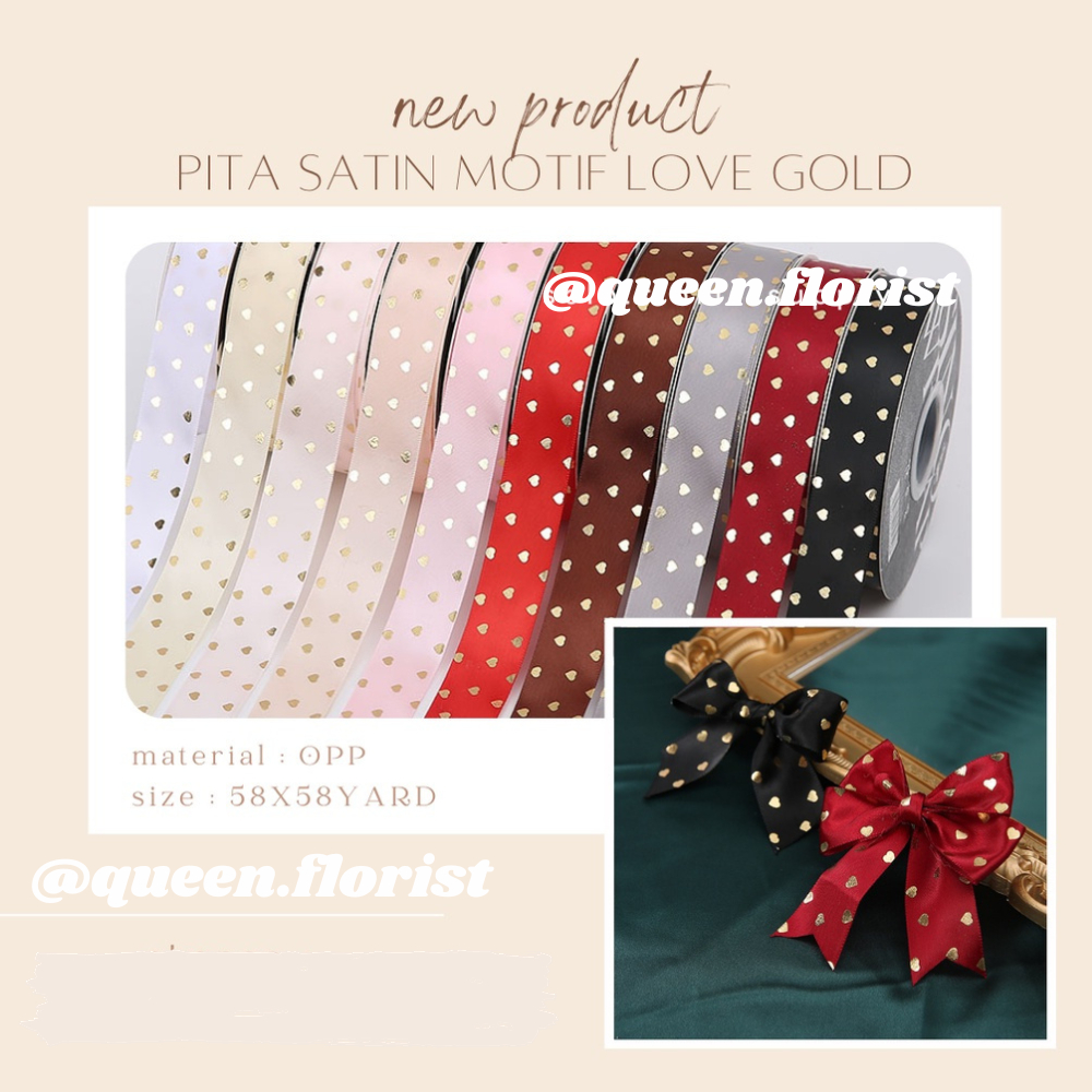 

1M PITA SATIN MOTIF LOVE FOIL GOLD LEBAR 2.5CM PREMIUMPITA KADO GIFT BOUQUET BUNGA DEKORASI KOREAN RIBBON MOTIF LETTER I MISS YOU SATIN RIBBON PITA KOREA CALLIGRAPHY DEKORASI CRAFT BAHAN BOUQUETE KADO PITA KADO