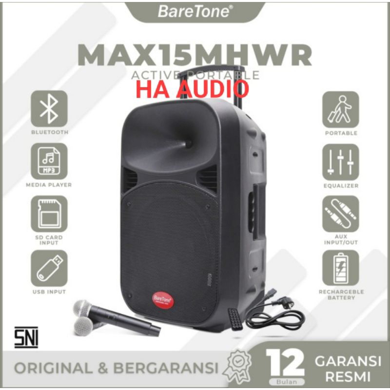 Speaker Portabel baretone max 15 MHWR 15 Inch Original