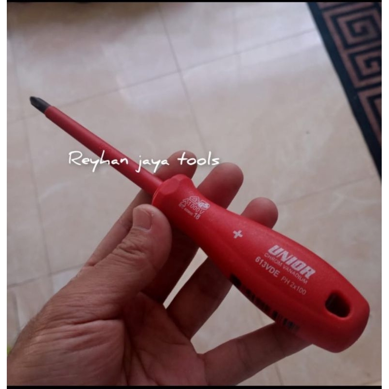 Obeng listrik 1000 Volt Ph 2 x 100 UNIOR 613VDE Obeng plus (+) obeng listrik 1000 Volt unior