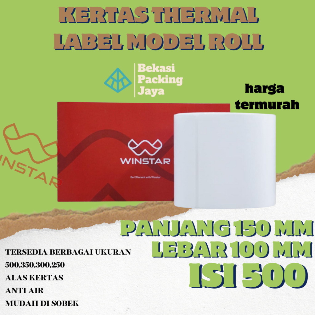 

Kertas Thermal Label Stiker 100x150 mm isi 500 A6