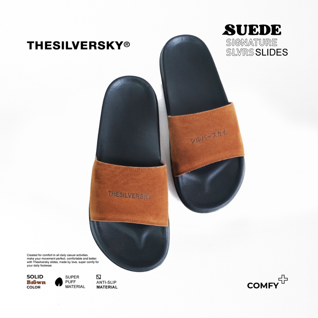 Thesilversky Suede Premium Slide Sandal