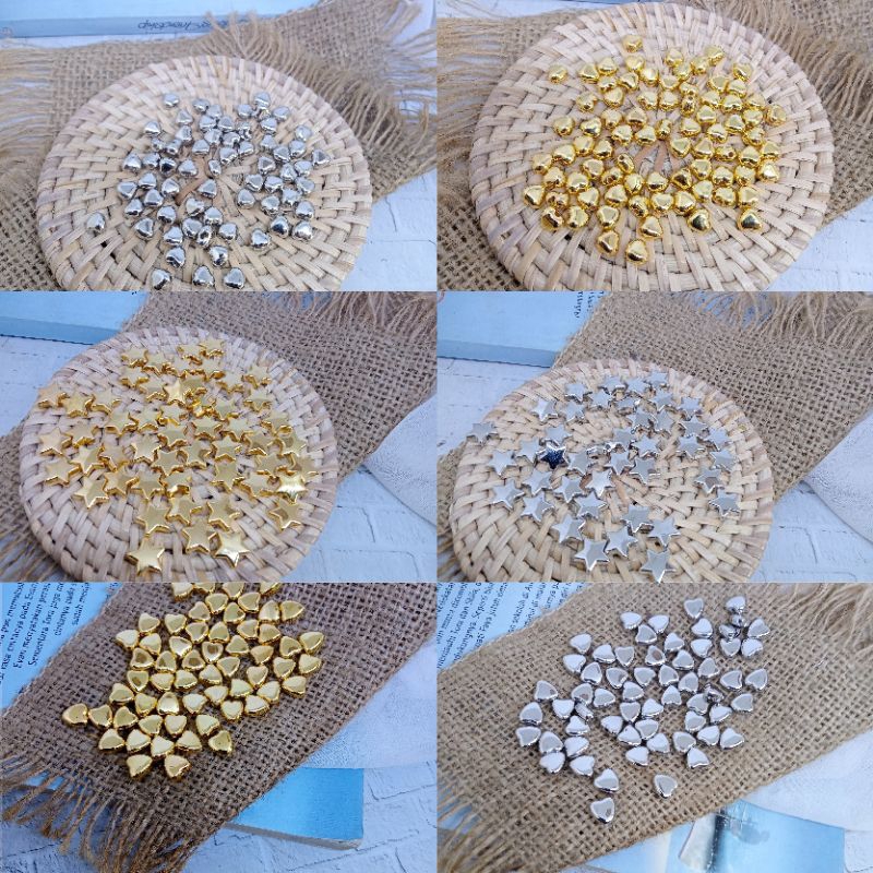 MANIK MANIK METALIK / MANIK MANIK GOLD DAN SILVER /BINTANG SILVER/LOVE SILVER