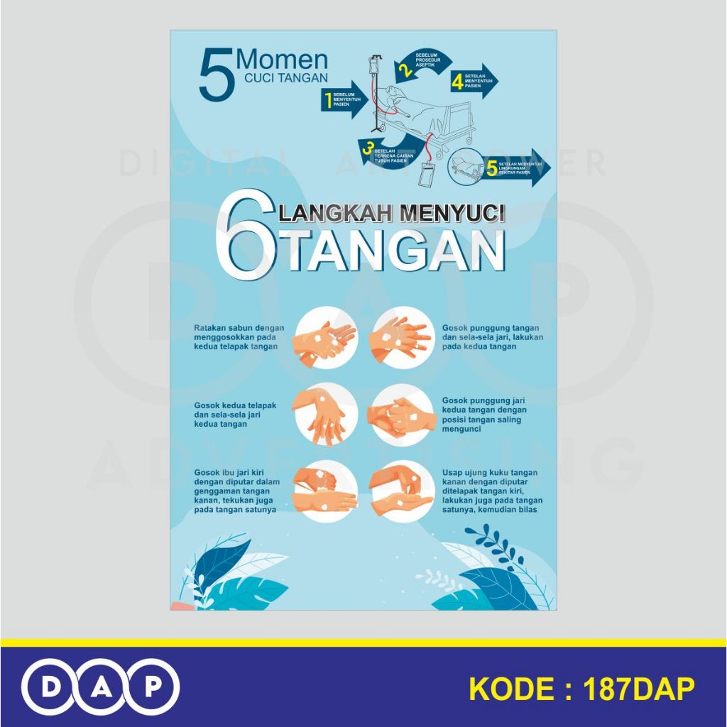 

187 - STIKER 5 MOMEN CUCI TANGAN - VYNIL - TERBAIK