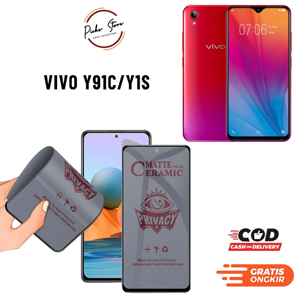 Anti Gores SPY Matte VIVO Y91C Y1S - PRIVACY TEMPERED GLASS - TG  - ANTI GORES CERAMIC VIVO VIVO Y91