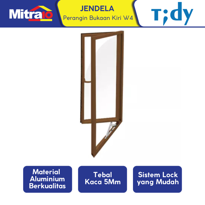 Jendela Bukaan Kiri Aluminium 60x150cm Coklat W4 - Tidy