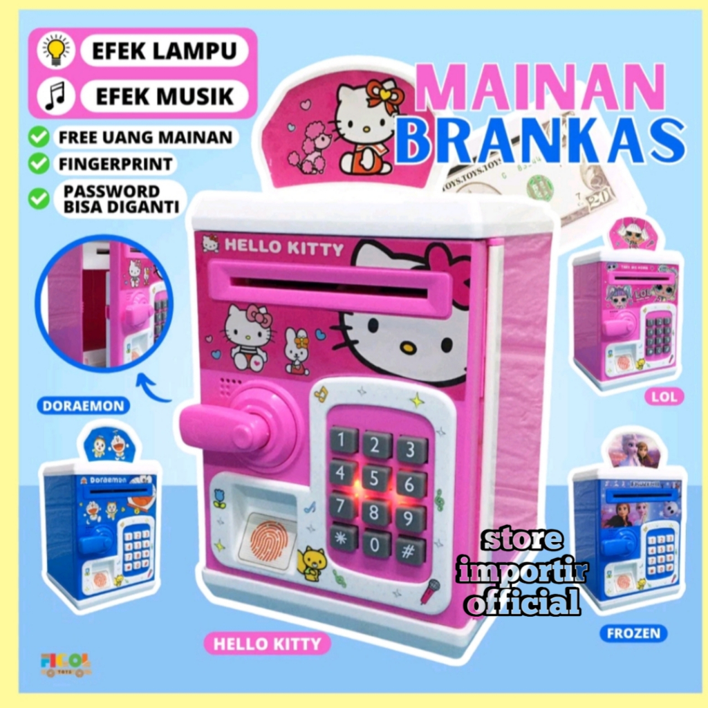 Mainan Anak Brangkas BP 6659 Celengan ATM Sidik Jari Menggunakan Finger Print | Mainan Brangkas Mena