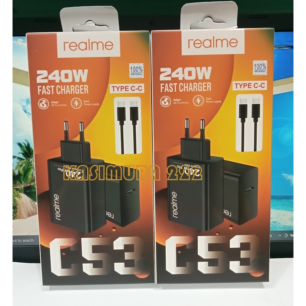 Charger Realme C53 240W Fast Charger Adapter Power Max Pro Type C - Type C Full Black Support Fast C