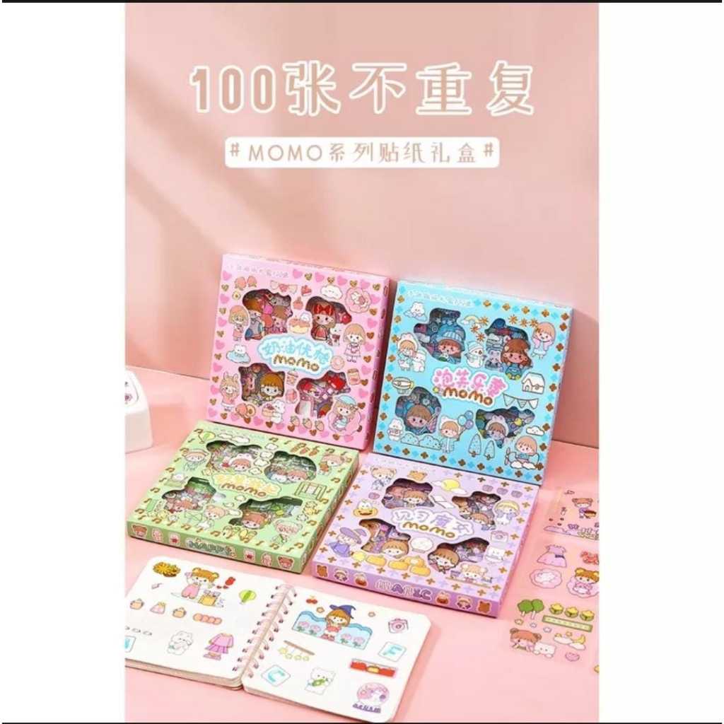 

1 Pack isi 100 Sticker Aesthetic Momo Stiker Kartun Karakter Korea Anti Air Waterproof Deco Tumbler Lucu Stiker korea