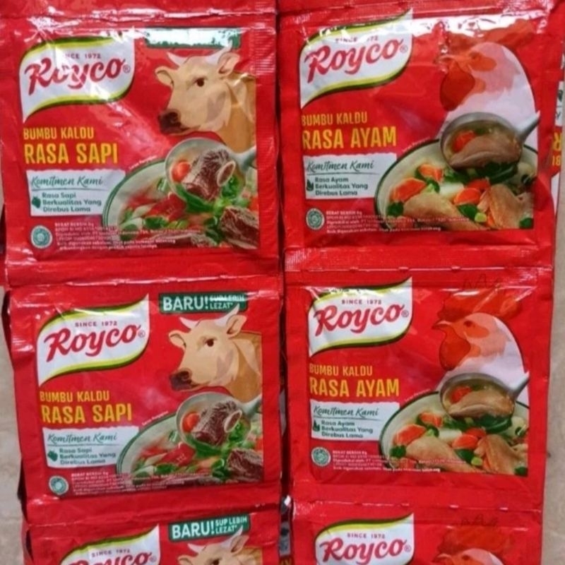 

Royco sachet 9gram 1 renteng isi 12pcs 1kilo muat 9renteng