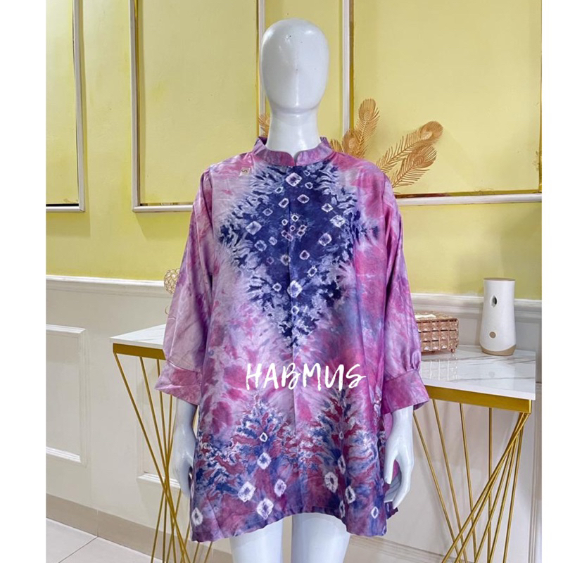 tunik atasan kerja jumputan palembang asli tenun