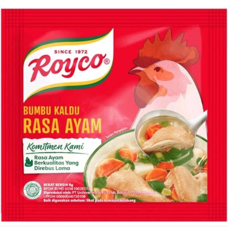 

ROYCO BUMBU PENYEDAP RASA AYAM RENCENG ISI 12 SACHET @8gr / PENYEDAP KALDU AYAM RENTENG 8GRAM