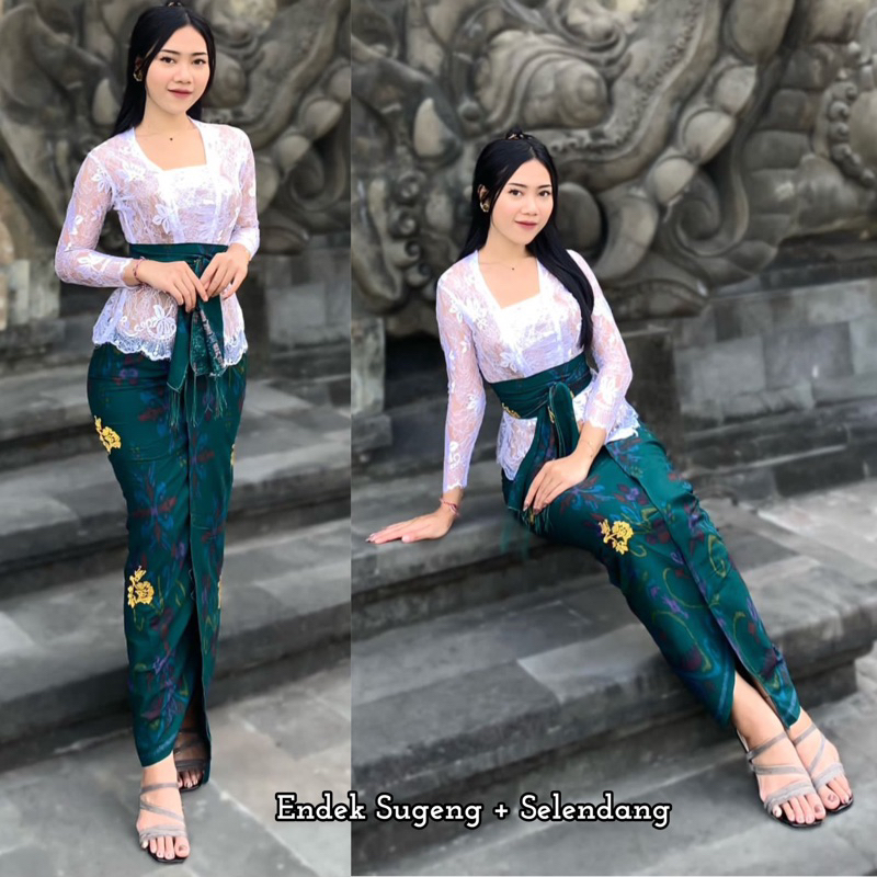 Kamen endek bordir sugeng + selendang | Kamen katun endek tretes sugeng set selendang