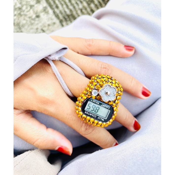 Harga Heboh Souvenir Umroh haji cincin dzikir tasbih digital cantik premium manik swarovski diamond 