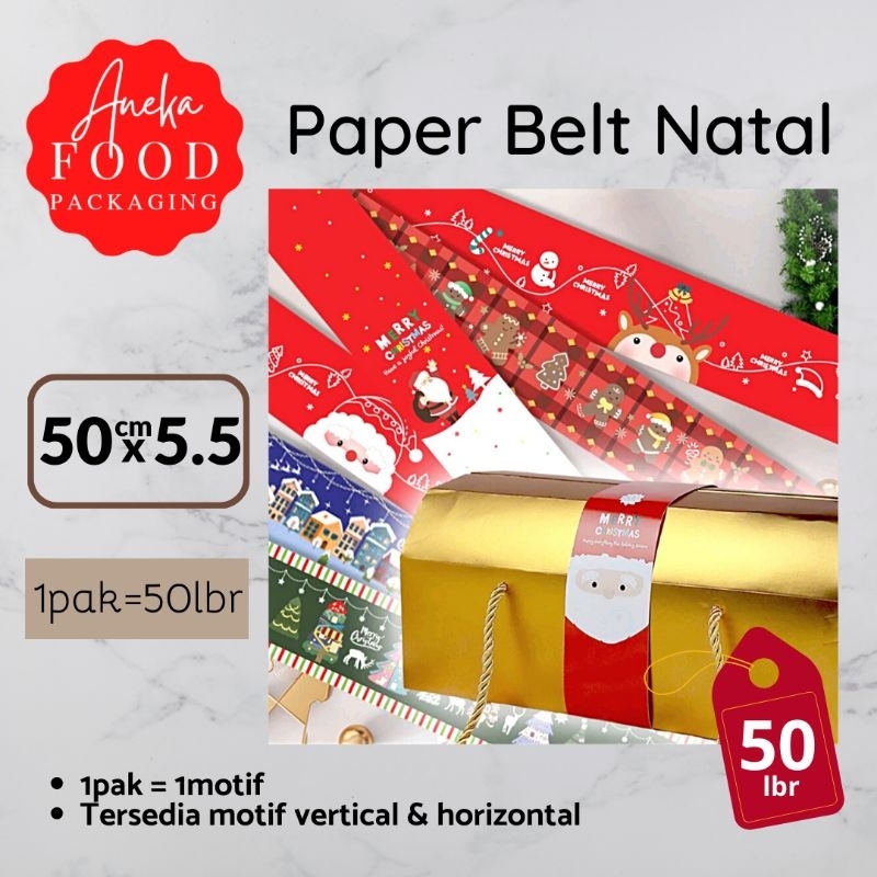 

50pc- Paper belt kotak dus box NATAL hampers pita toples rol label Christmas