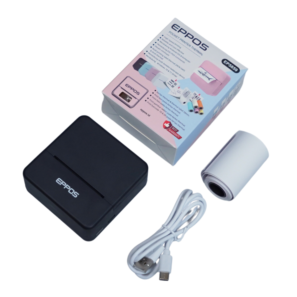Pocket Mini Printer Bluetooth EPPOS EP5859 [Black] cetak resi dan struk