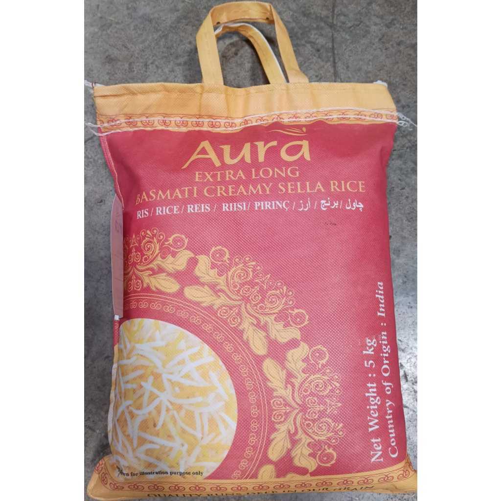 

Beras Basmati Aura Extra Long Basmati Sella 5 KG kemasan Repacking
