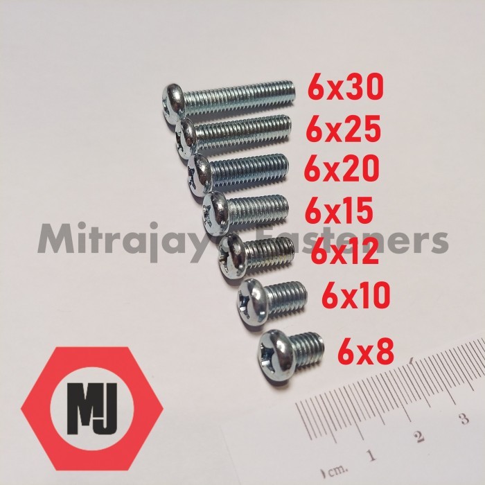 Baut JP M6x8 Obeng +