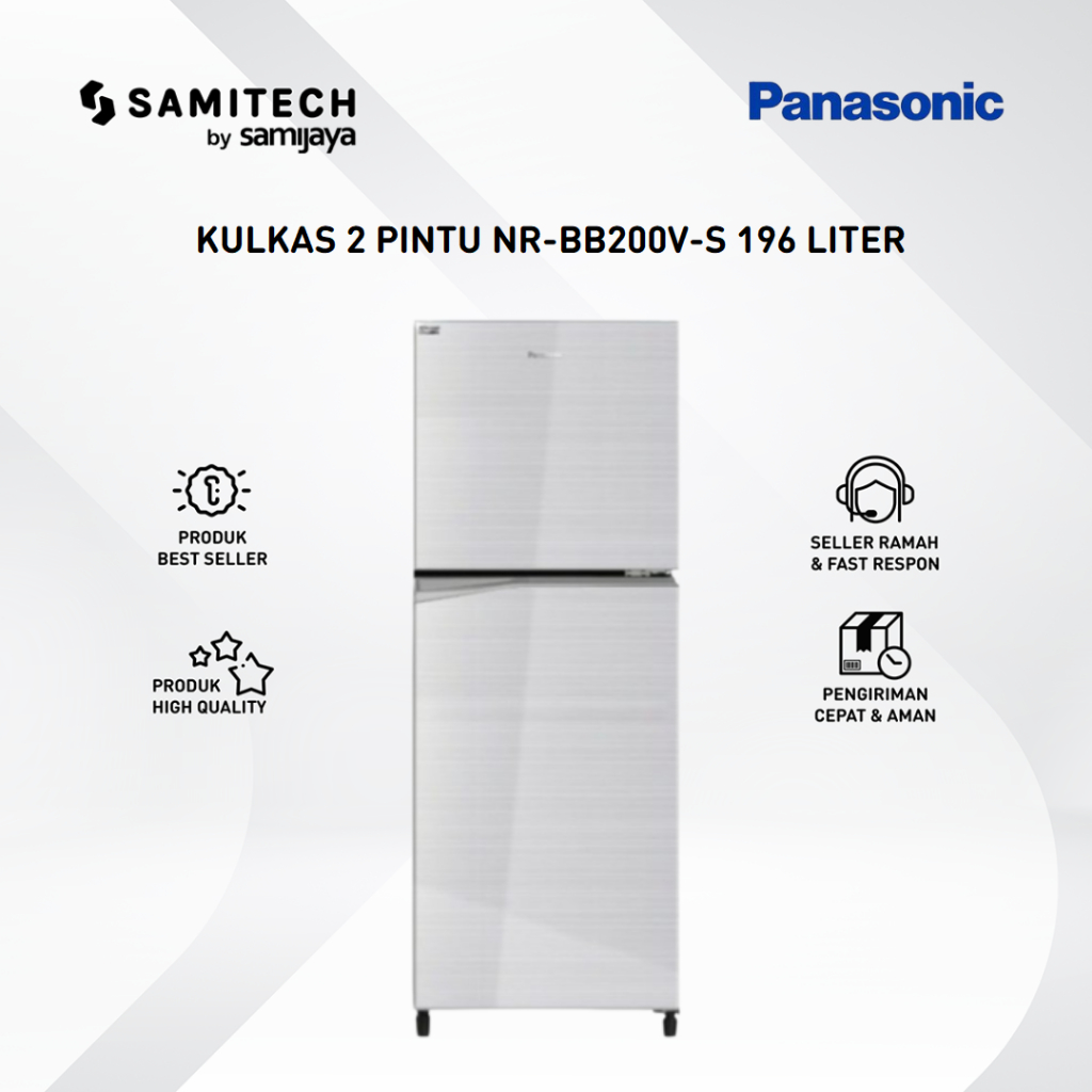 KULKAS 2 PINTU PANASONIC NR-BB200V-S / NR BB200V S 200L BERGARANSI