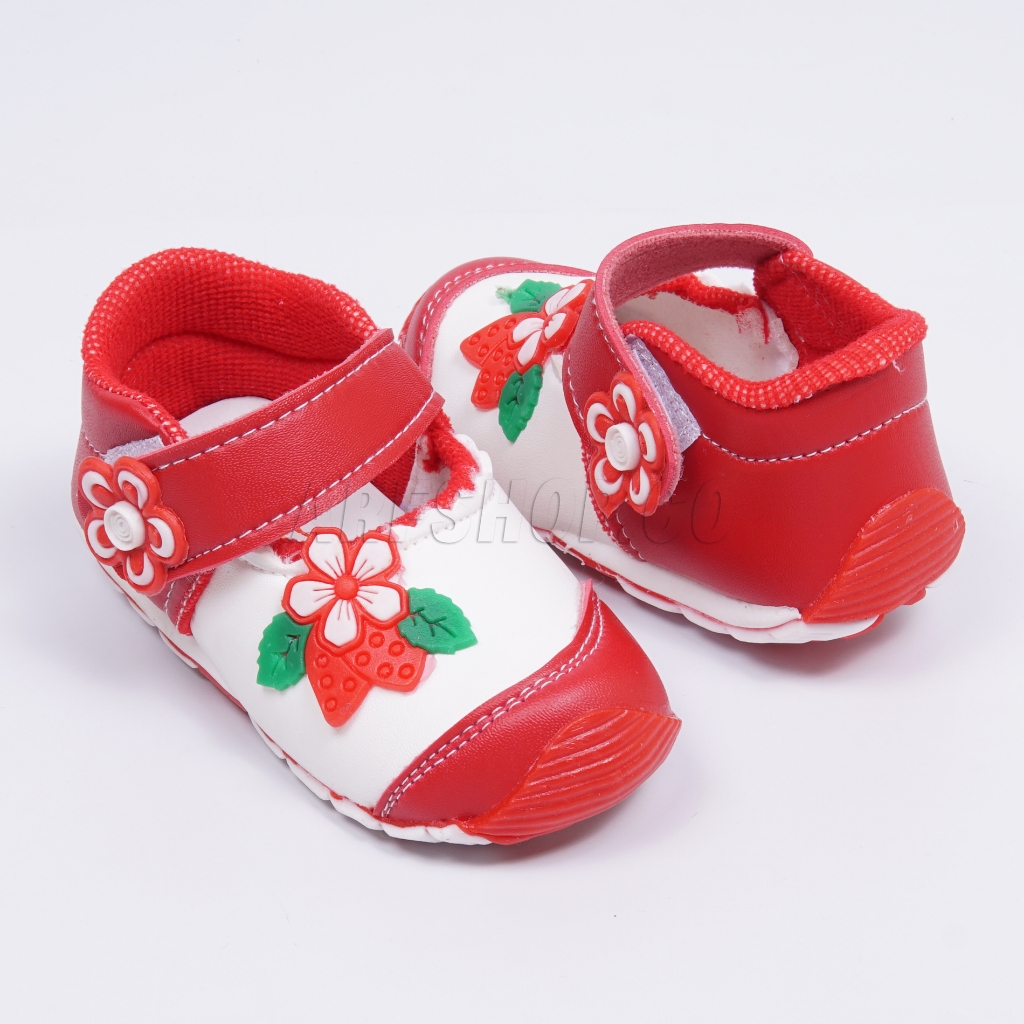 SEPATU ANAK BUNYI BAYI PEREMPUAN STRAWBERRY Usia 1-3 tahun\Sepatu Balita Murah[BUNYI CIT-CIT]