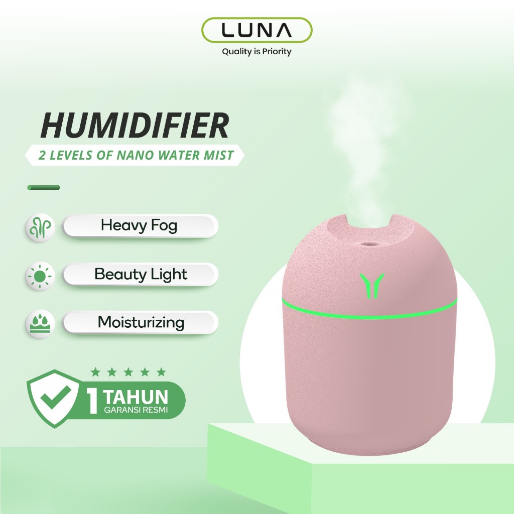Luna Car Humidifier Diffuser Mobil Portable Aromatherapy Cute With LED Light Color Design 250 ml