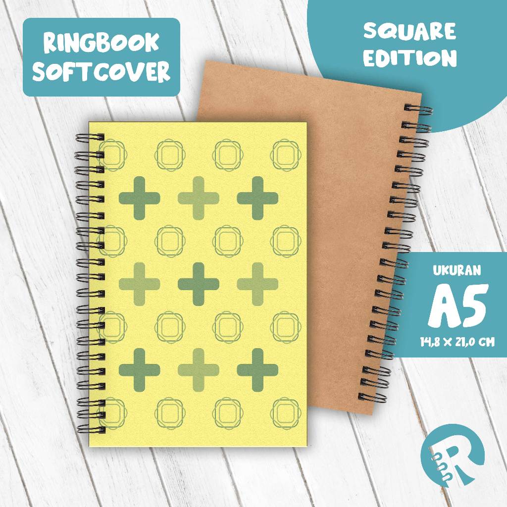 

Ringbook Softcover A5 Buku Catatan Garis/Polos Tema Square