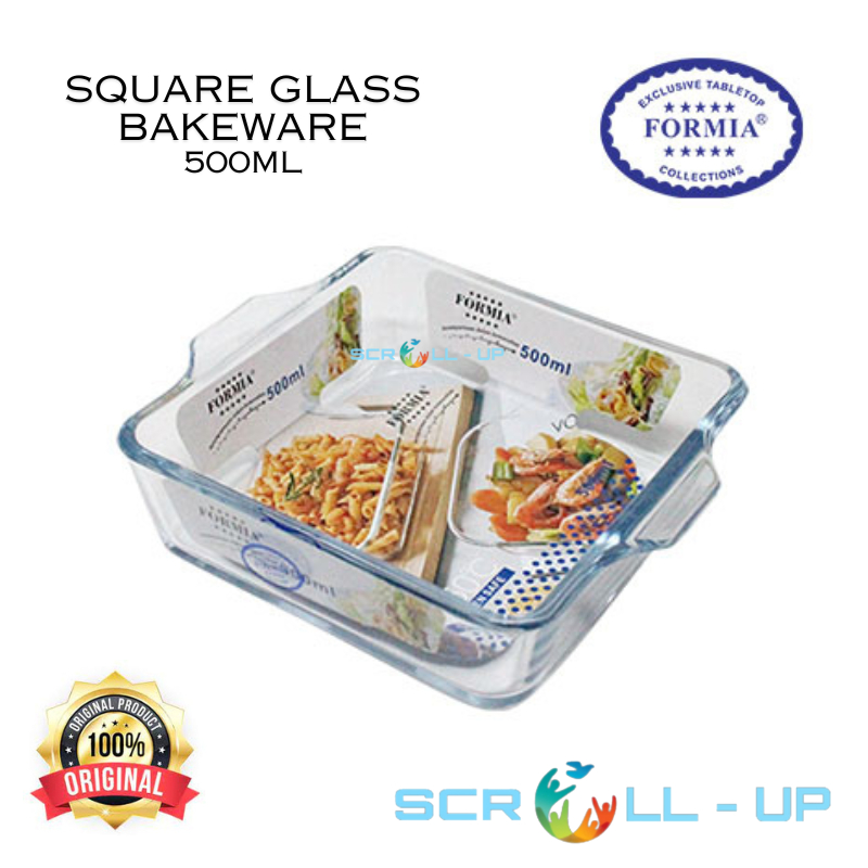 Formia Serveware Bake & Serve Square Dish / Penyaji Makanan / Mangkok Kaca / Bakingware Loyang Kaca 