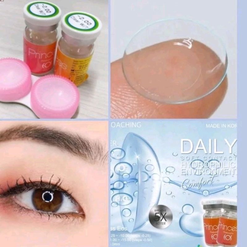 (KHUSUS MINUS -1.50) Softlens Eos Princess Clear Kontak Lensa Bening