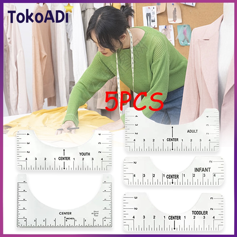 

NEW 5PCS T-Shirt Ruler Transparent Penggaris Ziegel Penggaris Kaos Untuk Sablon V Neck T-Shirt
