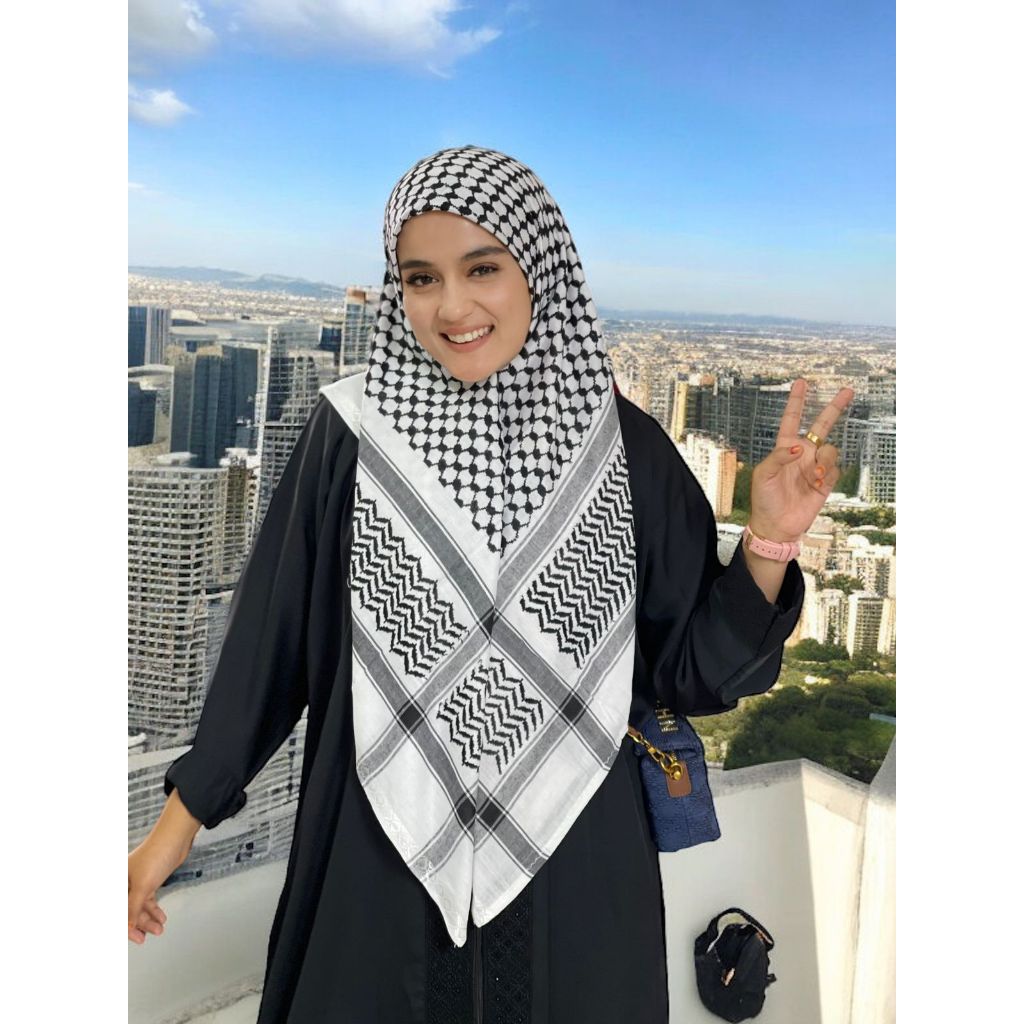 Sorban Hijab Hitam Putih Wanita Dewasa