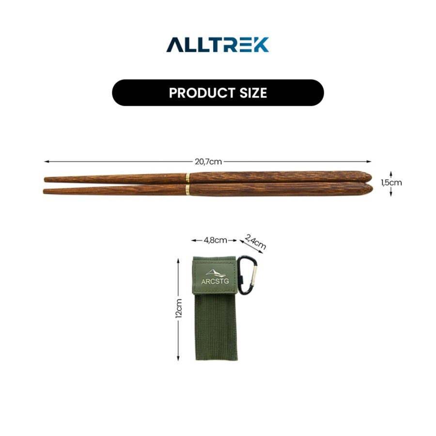 ALLTREK Alat Makan Sumpit Folding Chopstick Solid Wood Portable