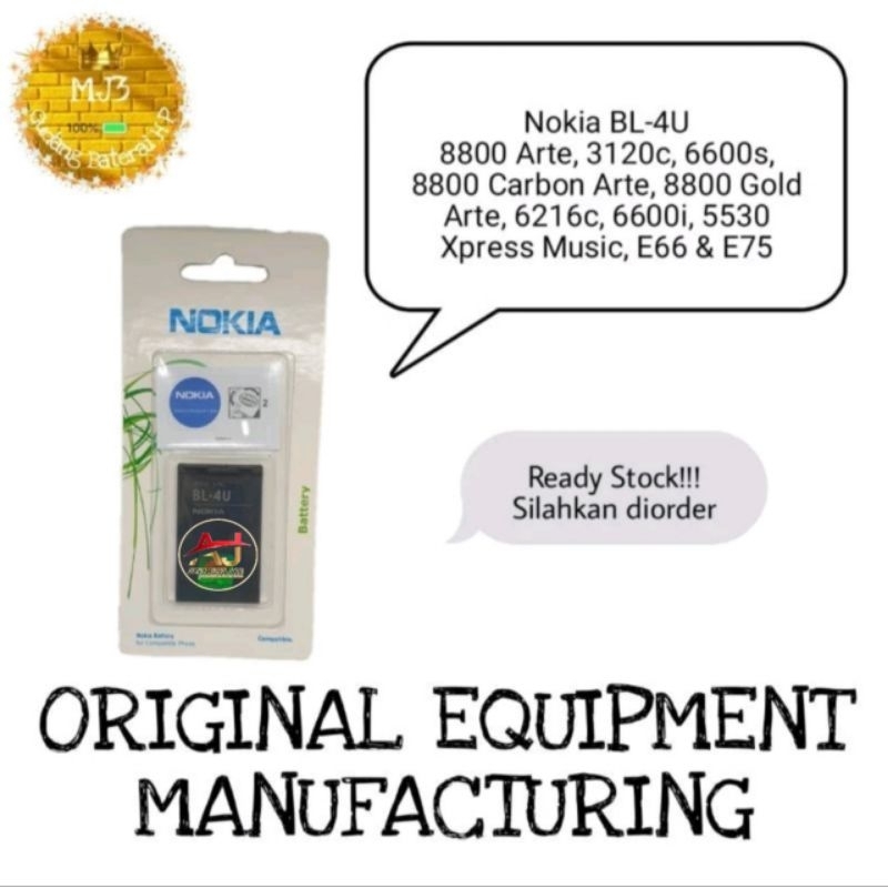 Baterai Battery Battre Nokia BL 4U Asha 210/300/3120C Baterai Nokia Original
