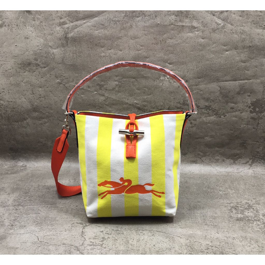 LC Small Roseau Logo-Print Bucket Bag