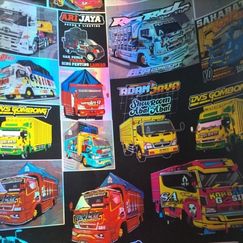 

Stiker gambar truk 1 lembar bahan hologram