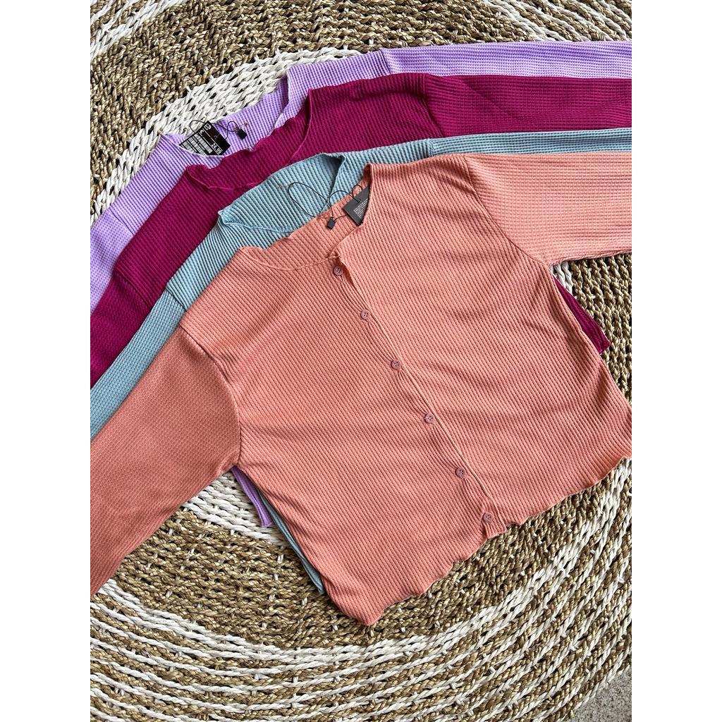 Cardigan Croptop Wanita / Cardigan Waffle Wanita / Cardigan Cewe Korea / Cardigan Rajut Wanita / Cro