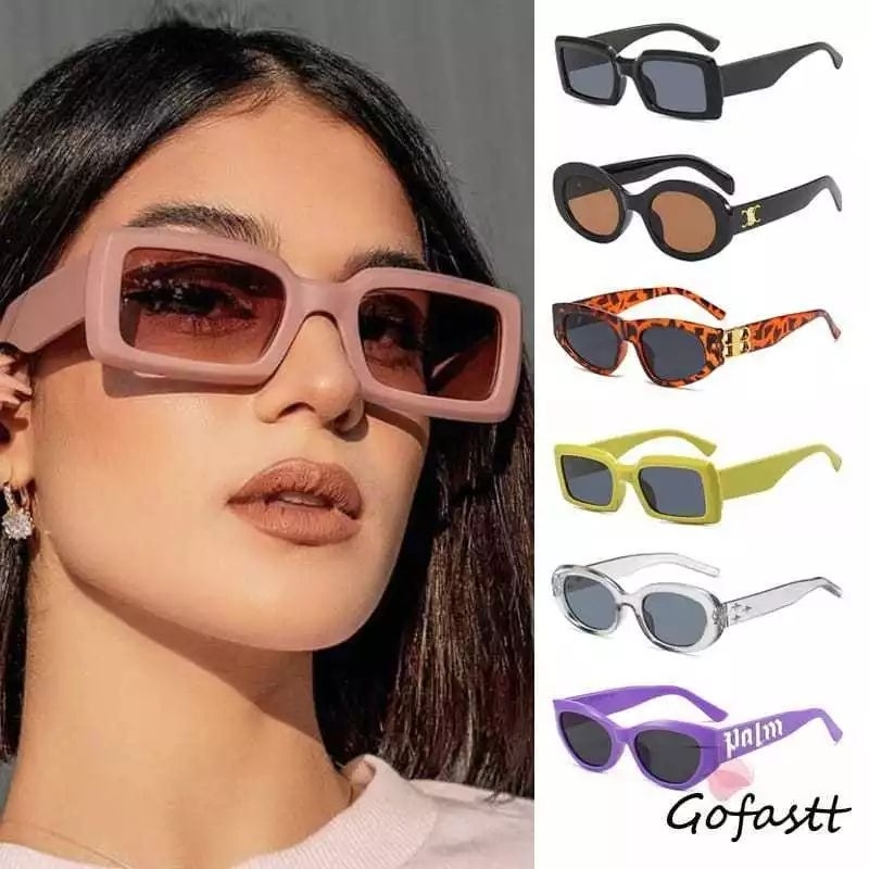 (KM 86) KACAMATA HITAM UV400 PERSEGI PANJANG GAYA RETRO