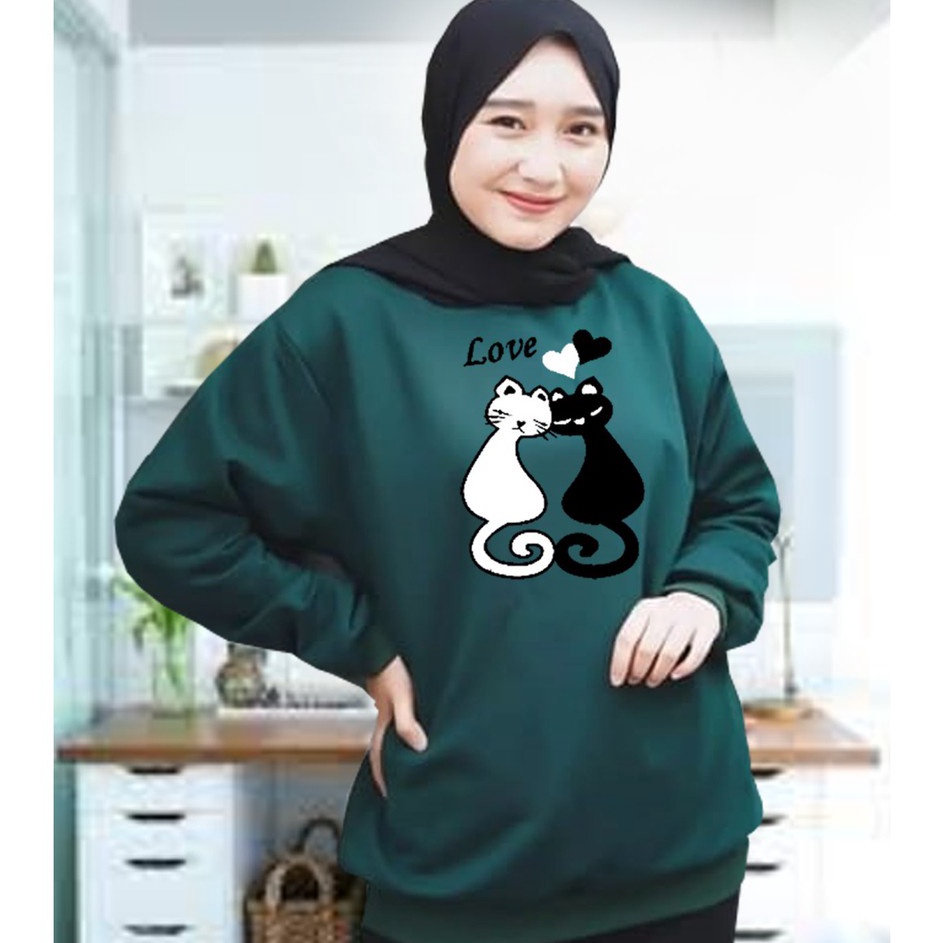 MWXL9556 (C6369]  Kaos Lengan Panjang meow 2 / Kaos Sweatshirt / Atasan Wanita / Atasan Wanita Lenga