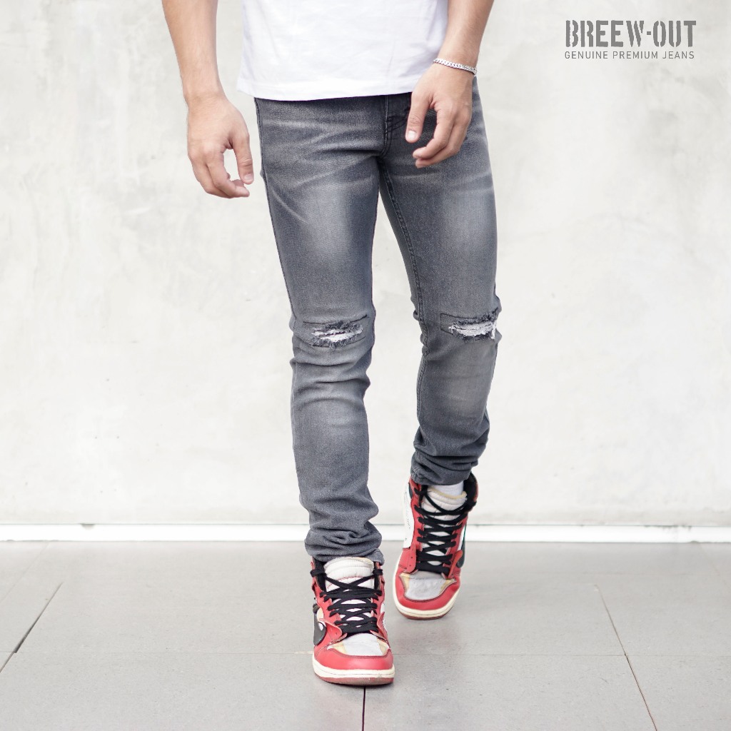 CELANA DENIM SOBEK  GREY BREEWOUT PREMIUM