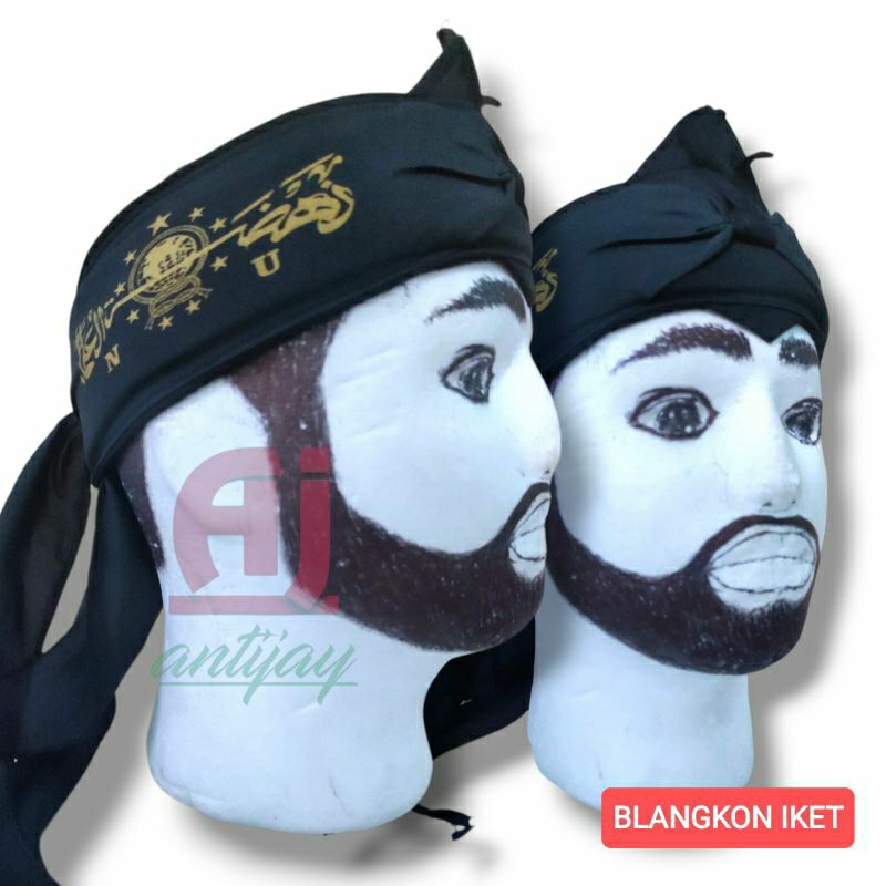 iket udeng blangkon nu nahdatul ulama hitam polos praktis elastis motif sablon full jahitan kliwir