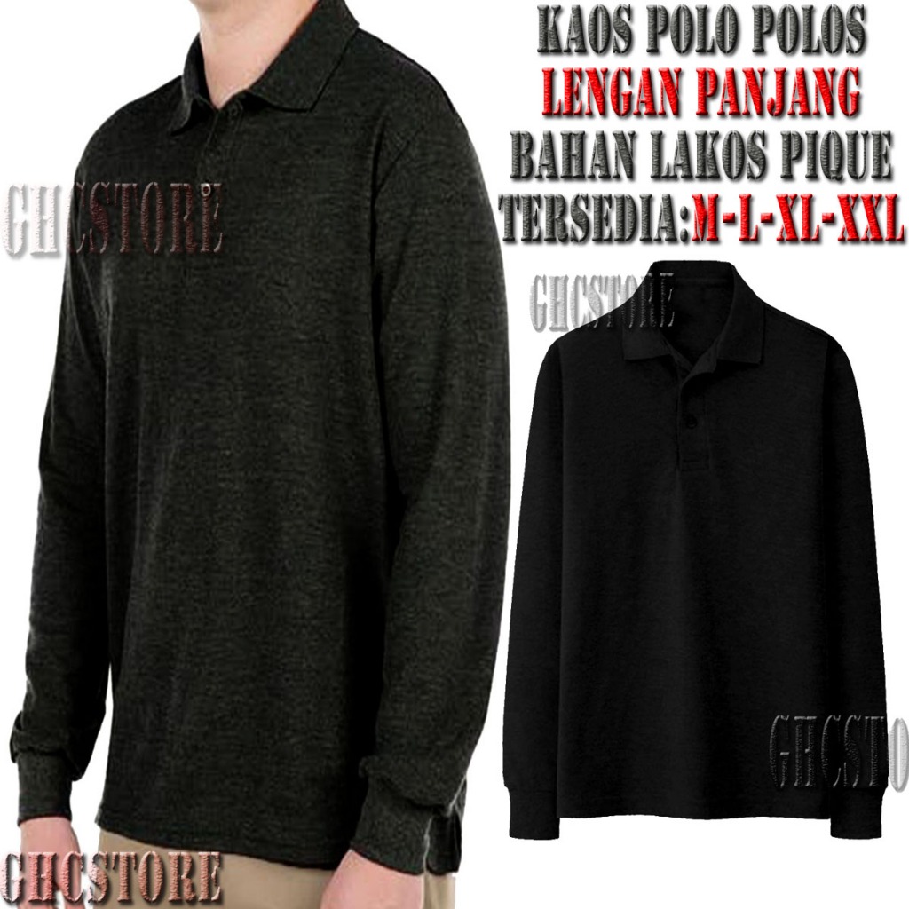 Kaos Lengan Panjang/Kaos Kerah Lengan Panjang/Kaos Polo Berkerah Pria/Kaos Polos Polo