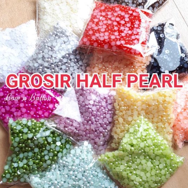CodeO4a4Z Grosir Mutiara Belah 4mm Rp12.000 per 1000 pcs, Half Pearl, Henna, Nail Art, Deco Case
