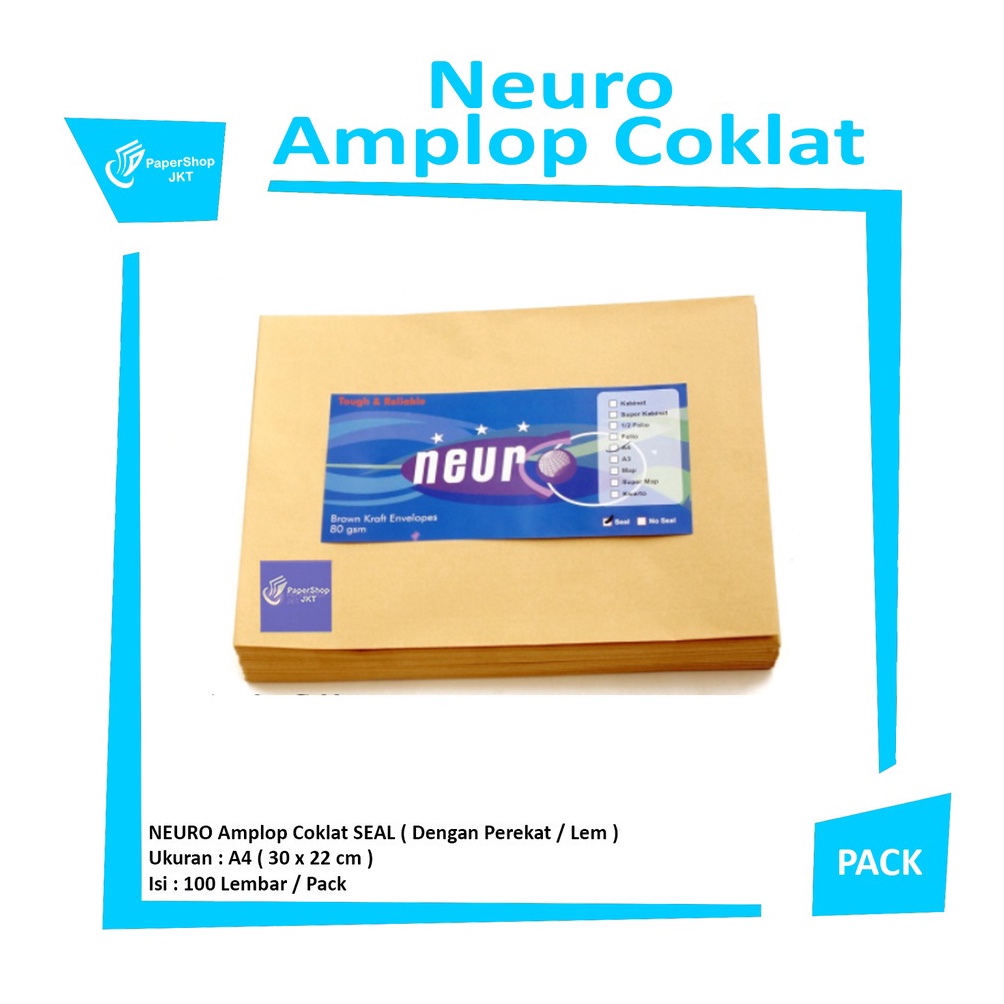 

Promo.. NEURO - Amplop Coklat A4 Seal ( 30 x 22 cm ) - Pack VTQ