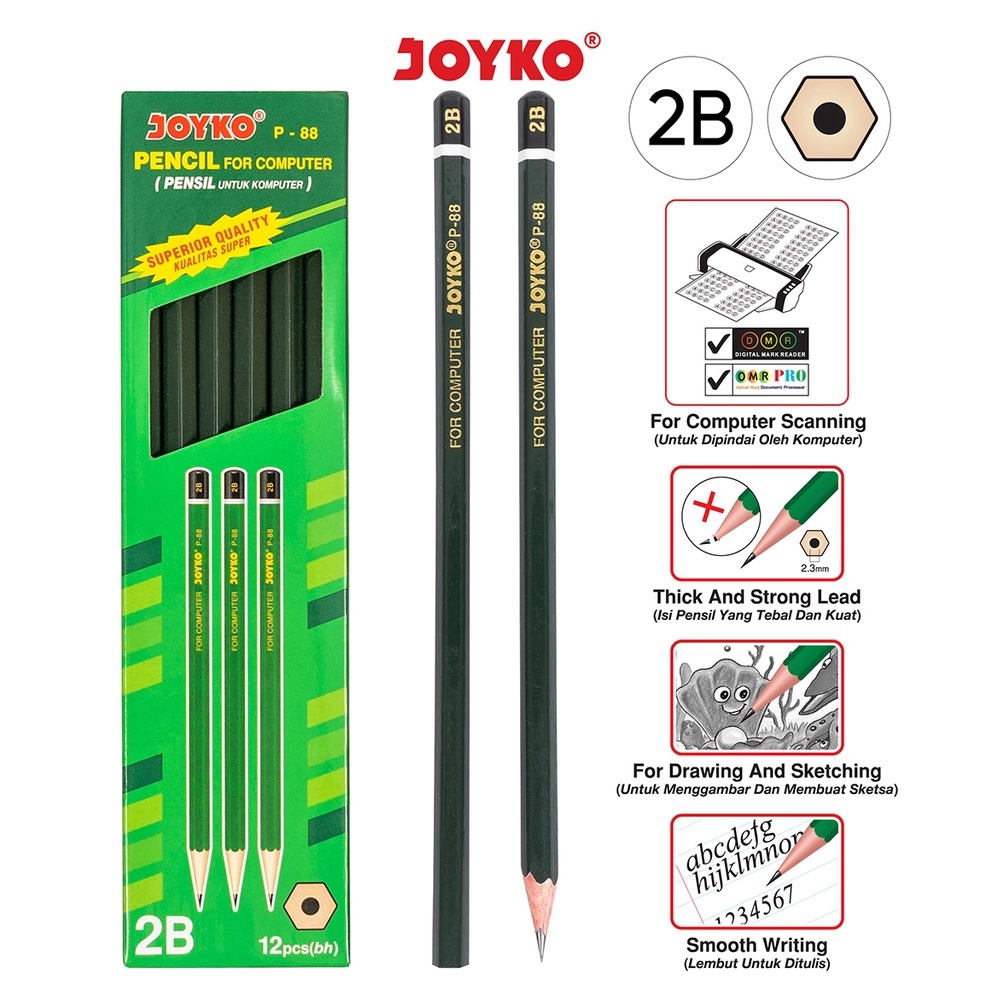 

Restock Pencil Pensil Joyko P-88 2B 1 BOX 12 PCS